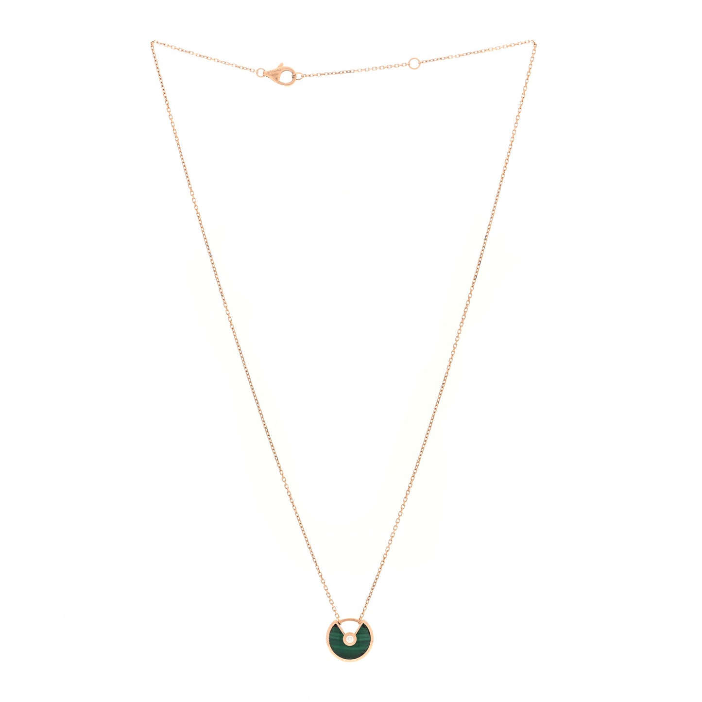 18K Yellow Gold Diamond Malachite XS Amulette de Cartier Pendant Necklace