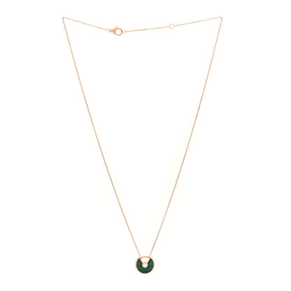 Cartier 18K Yellow Gold Diamond Malachite XS Amulette de Cartier Pendant Necklace 2 of 4
