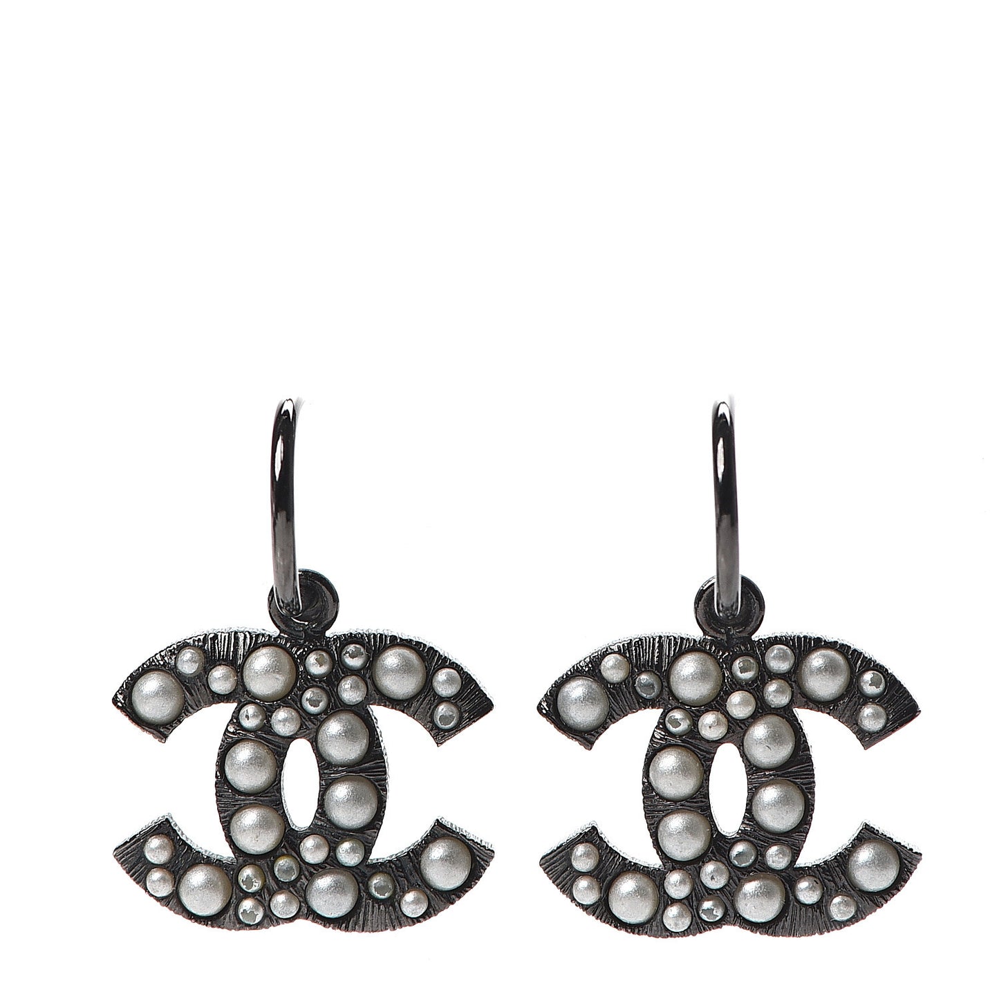 Pearl CC Earrings Ruthenium