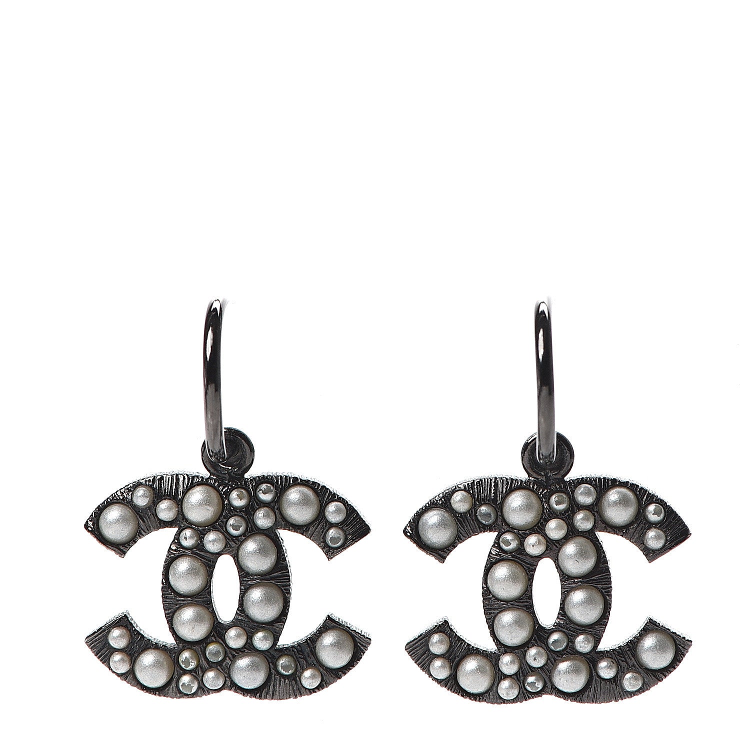 Chanel Pearl CC Earrings Ruthenium 1 of 5