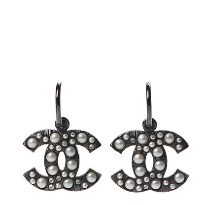Chanel Pearl CC Earrings Ruthenium 1 of 5
