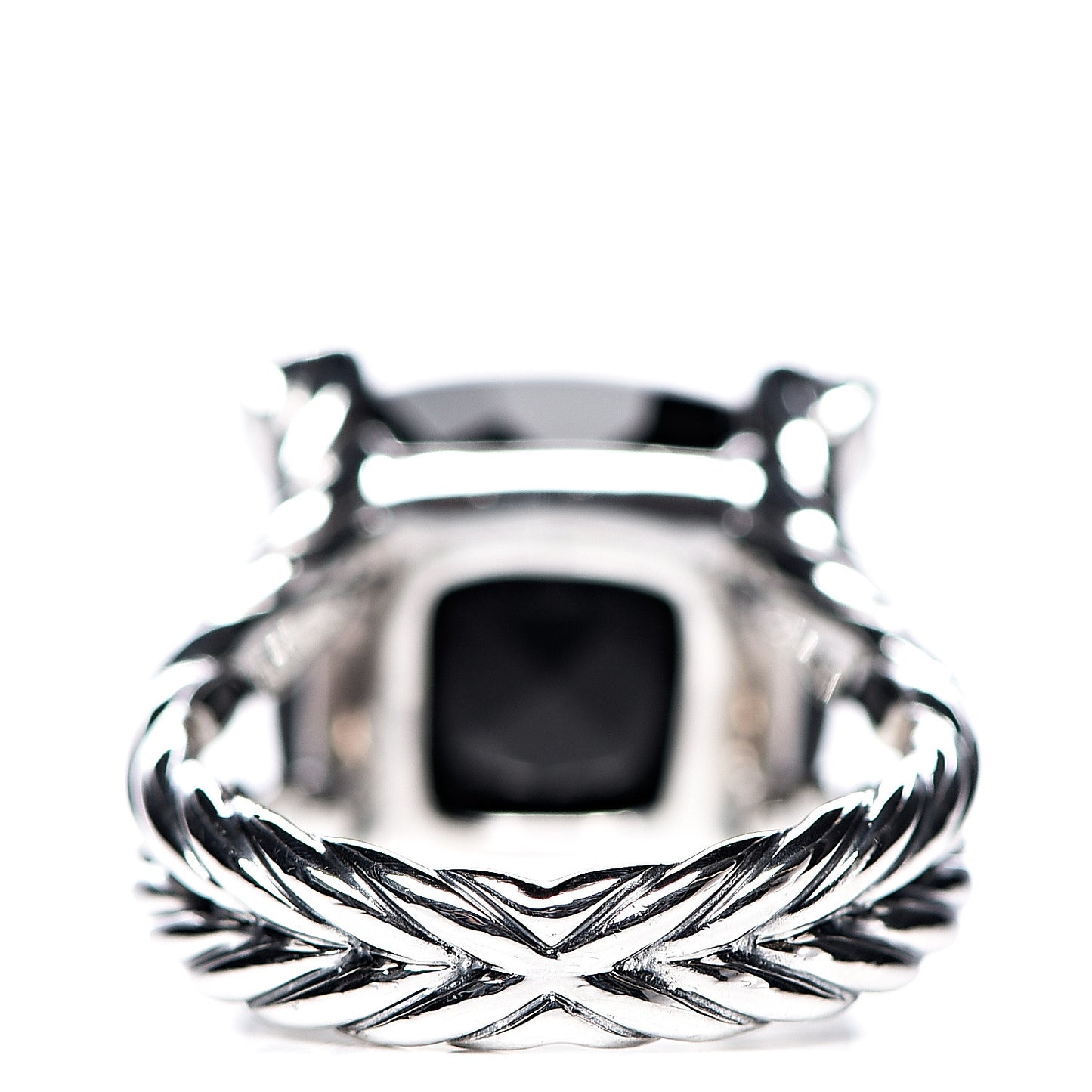 Sterling Silver Diamond Black Onyx 14mm Cushion On Point Ring 54 6.75