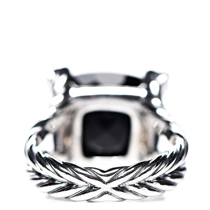 David Yurman Sterling Silver Diamond Black Onyx 14mm Cushion On Point Ring 54 6.75 3 of 5