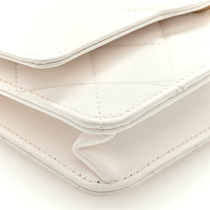 Chanel Goatskin Quilted Timeless CC Wallet On Chain WOC White 7 of 9