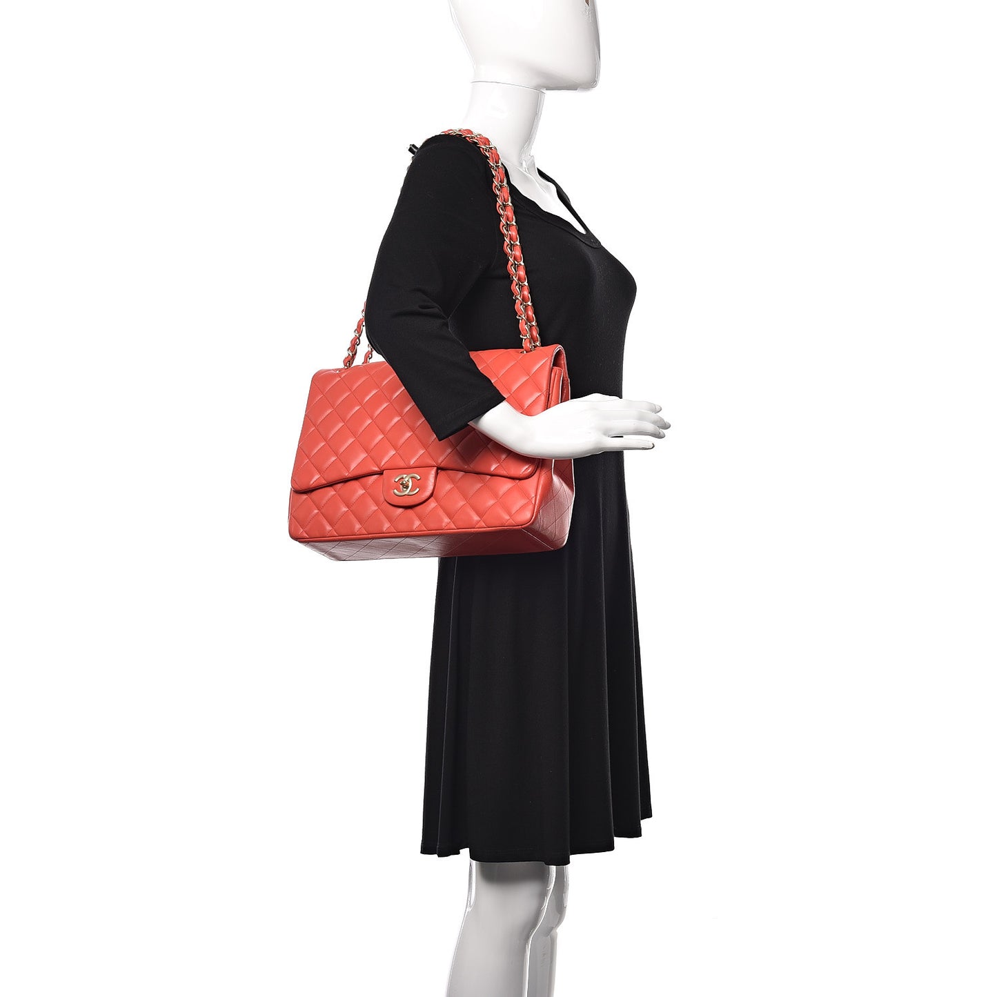 Lambskin Quilted Maxi Single Flap Red