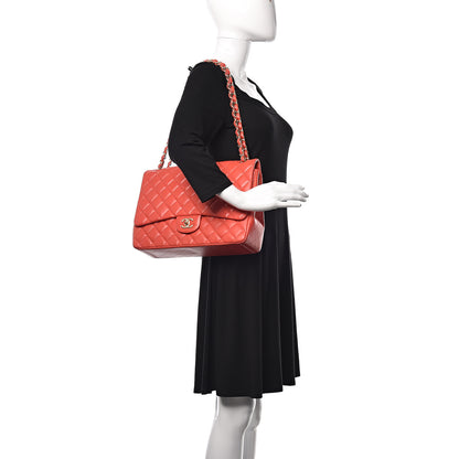 Chanel Lambskin Quilted Maxi Single Flap Red 2 of 15