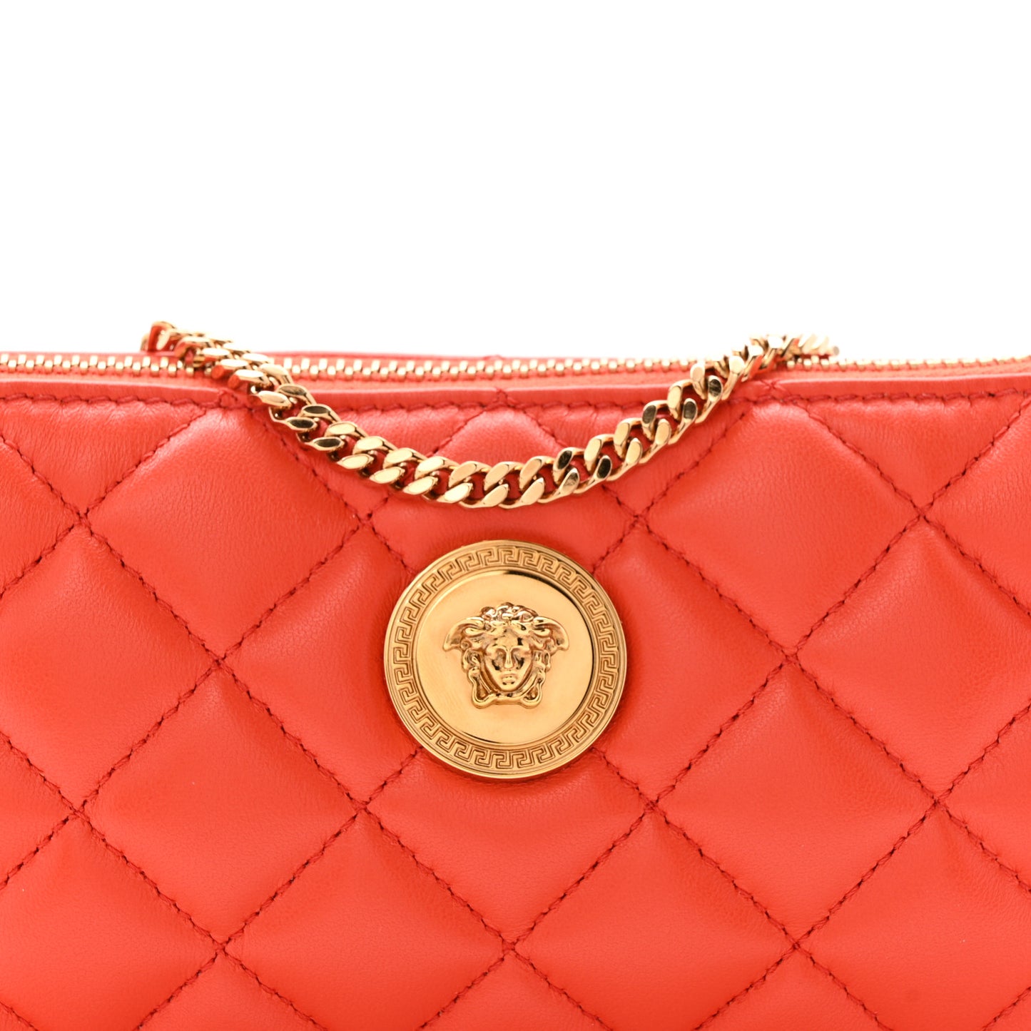 Nappa Quilted Tribute Icon Pouch Dark Orange