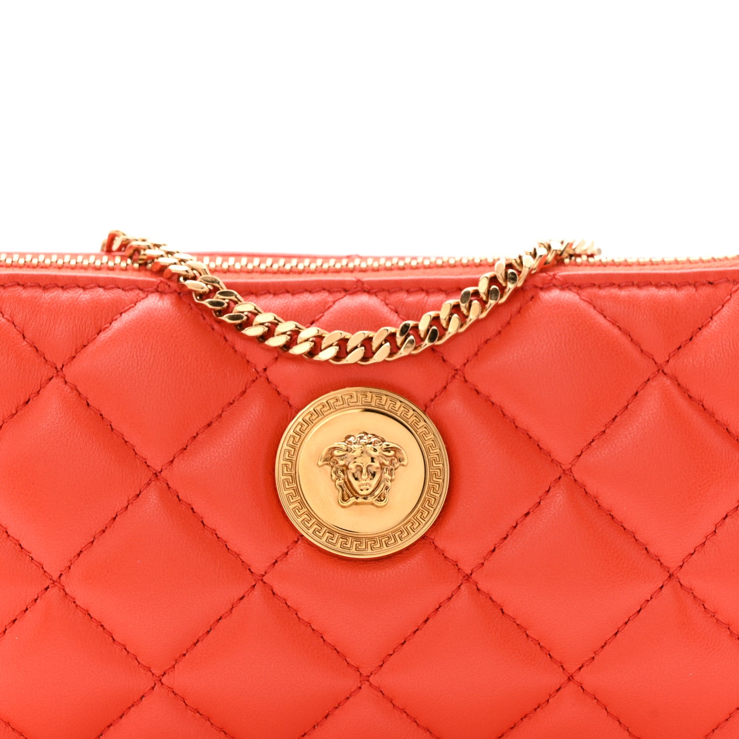 Versace Nappa Quilted Tribute Icon Pouch Dark Orange 8 of 12
