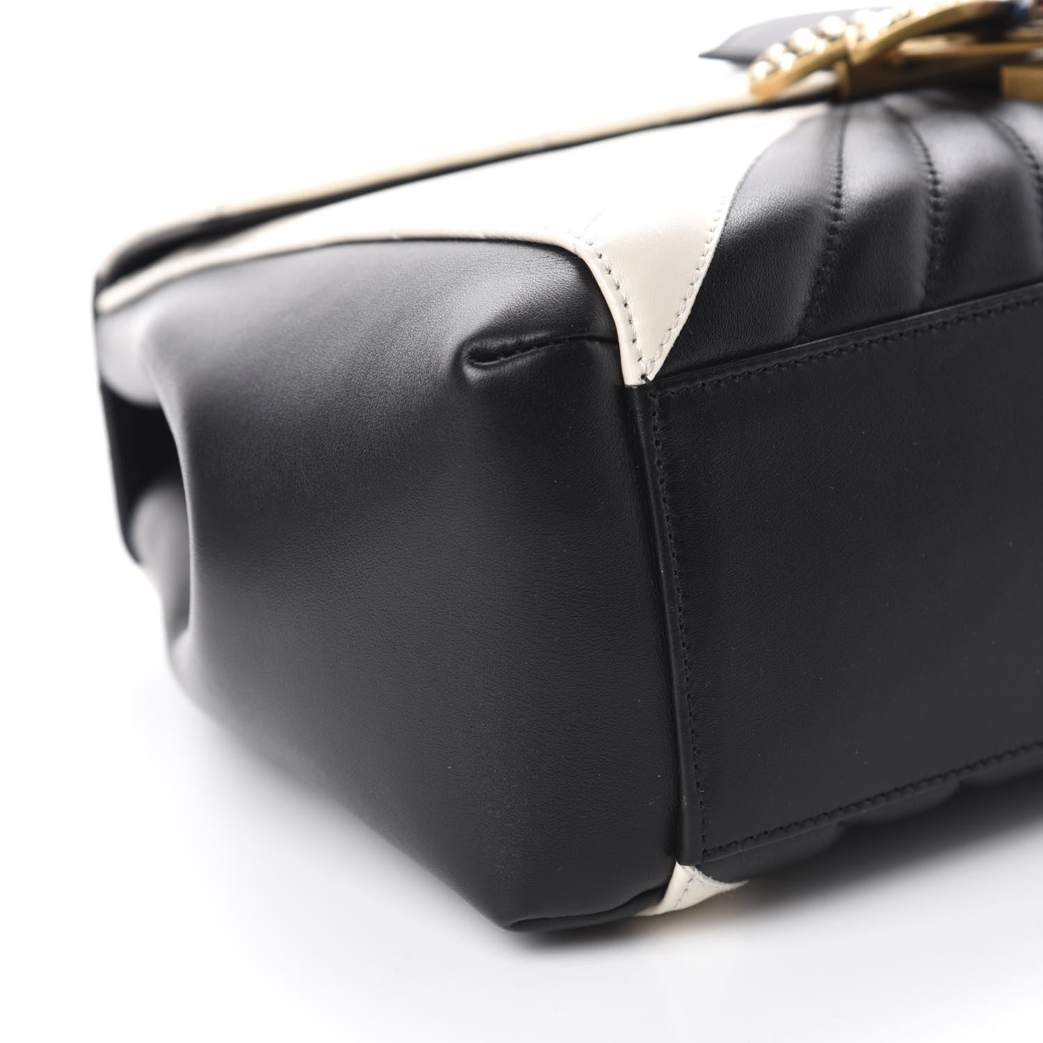 Gucci Calfskin Bamboo Trapuntata Queen Margaret Top Handle Bag Mystic White Black 6 of 10