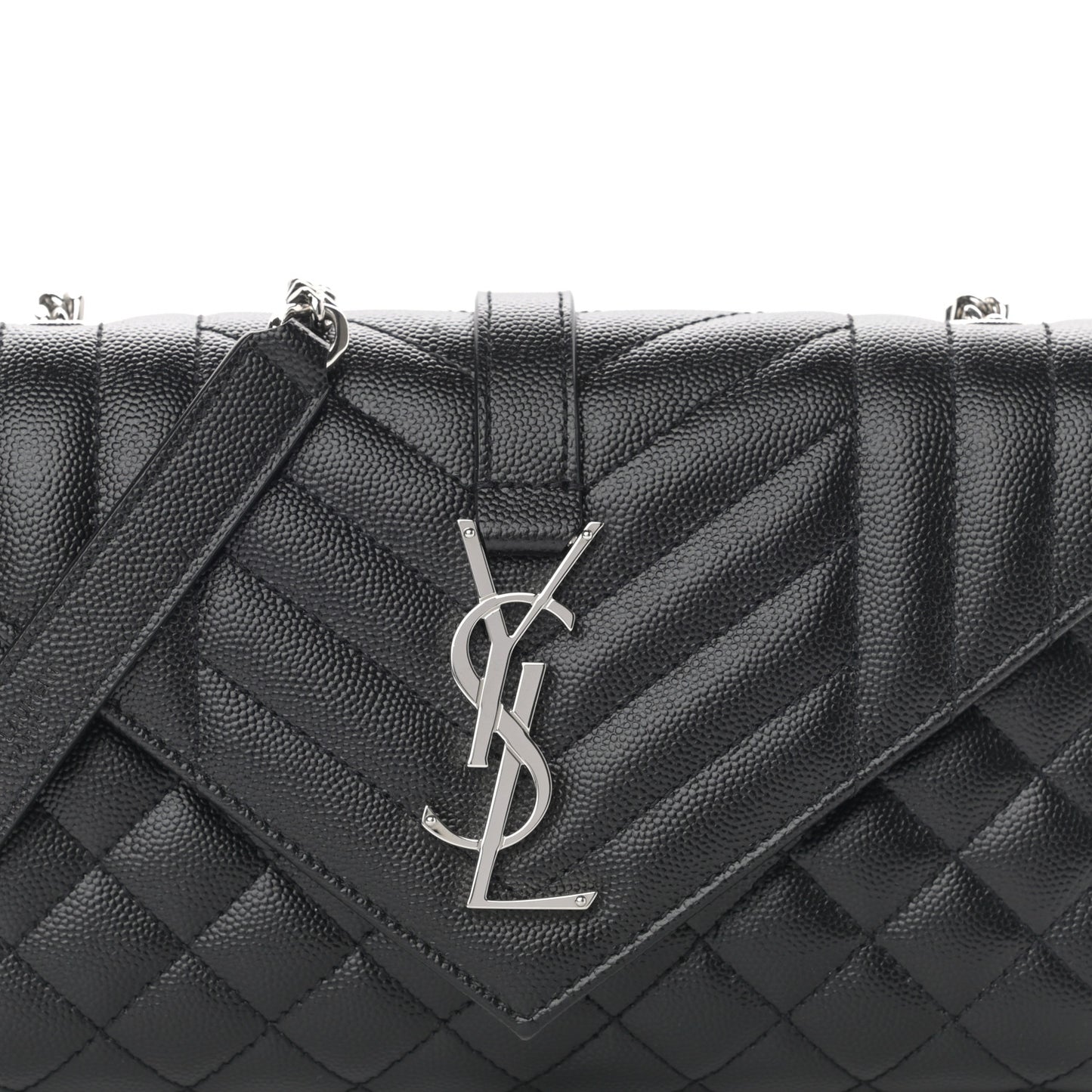 Grain De Poudre Textured Mixed Matelasse Triquilt Small Monogram Satchel Black