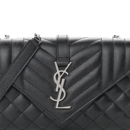 Saint Laurent Grain De Poudre Textured Mixed Matelasse Triquilt Small Monogram Satchel Black 8 of 12