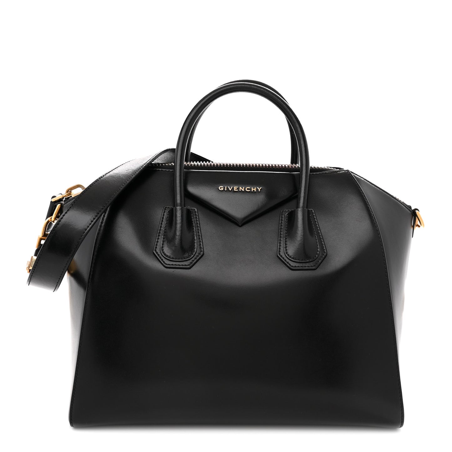 Shiny Lord Calfskin Medium Antigona Black