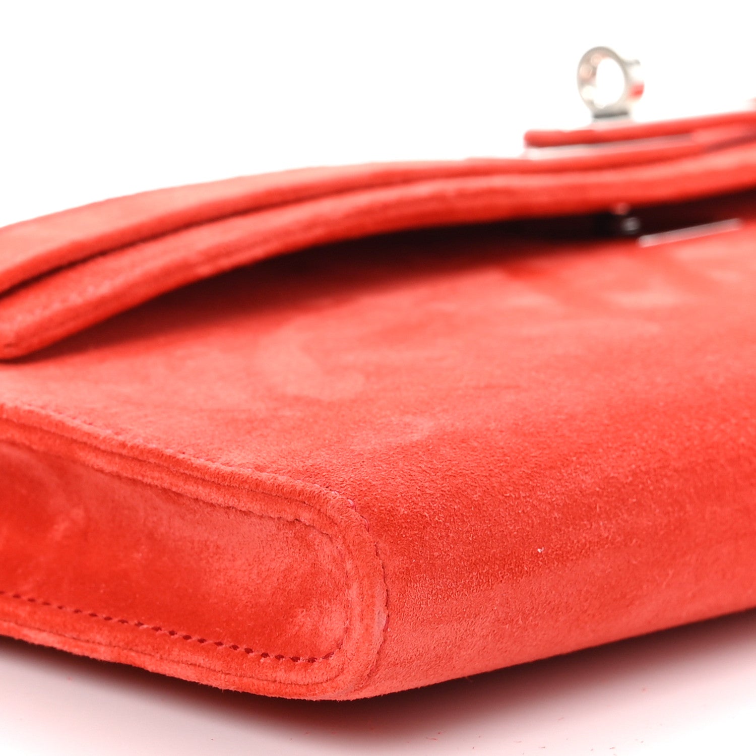 Hermes Veau Doblis Kelly Cut Clutch Pochette Capucine 8 of 9