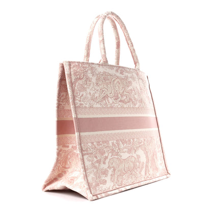 Christian Dior Canvas Toile De Jouy Embroidered Large Book Tote Pink 3 of 10