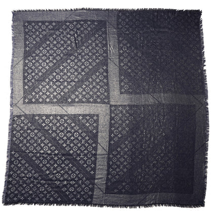 Louis Vuitton Silk Wool Monogram Rock Shawl Black 3 of 5