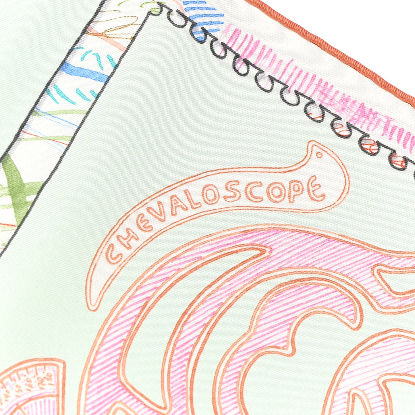 Chevaloscope Scarf 90 Vert D'eau Corail Bleu