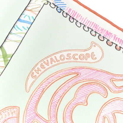 Hermes Chevaloscope Scarf 90 Vert D'eau Corail Bleu 2 of 4