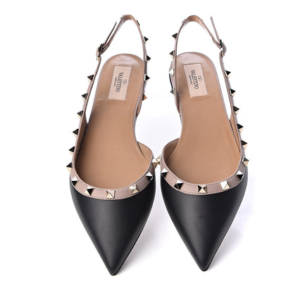 Valentino Garavani Nappa Rockstud Slingback Flats 39 Black Poudre 5 of 11