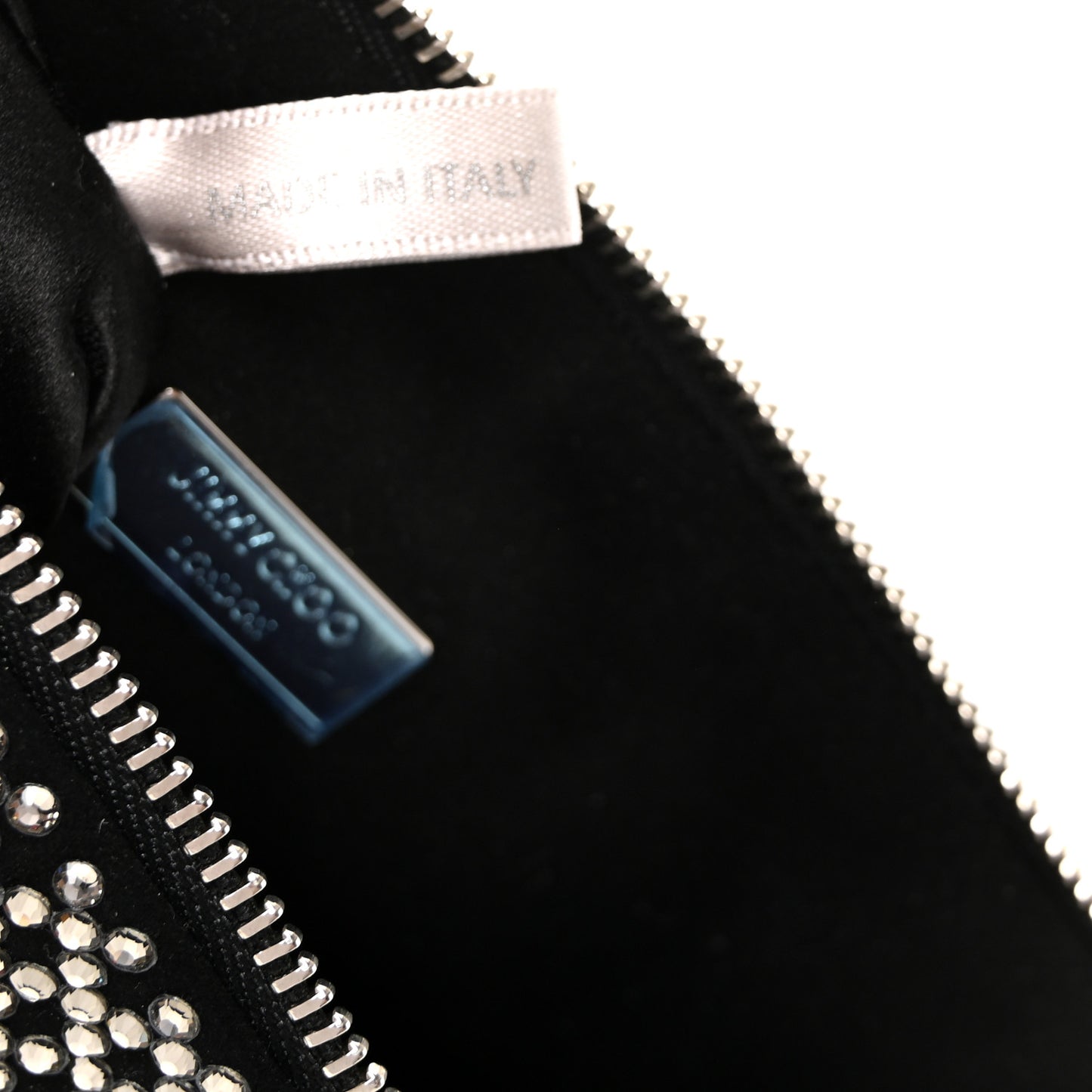 Suede Crystal Chain Top Handle Bag Black