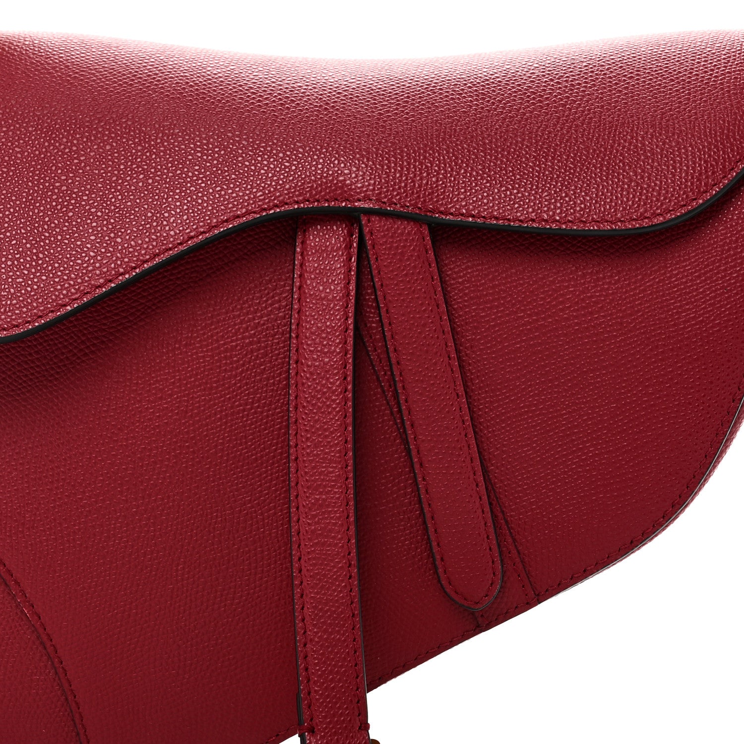 Christian Dior Grained Calfskin Saddle Bag Red 7 of 10