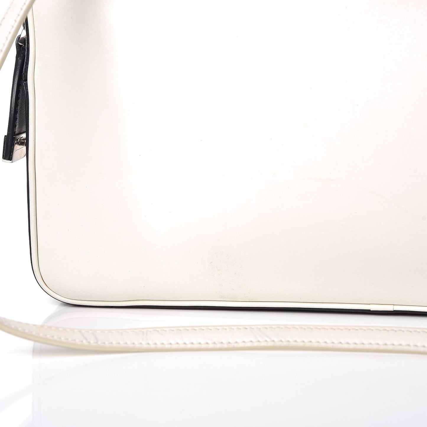 Nappa Calfskin Bicolor Medium Side Lock Shoulder Bag White