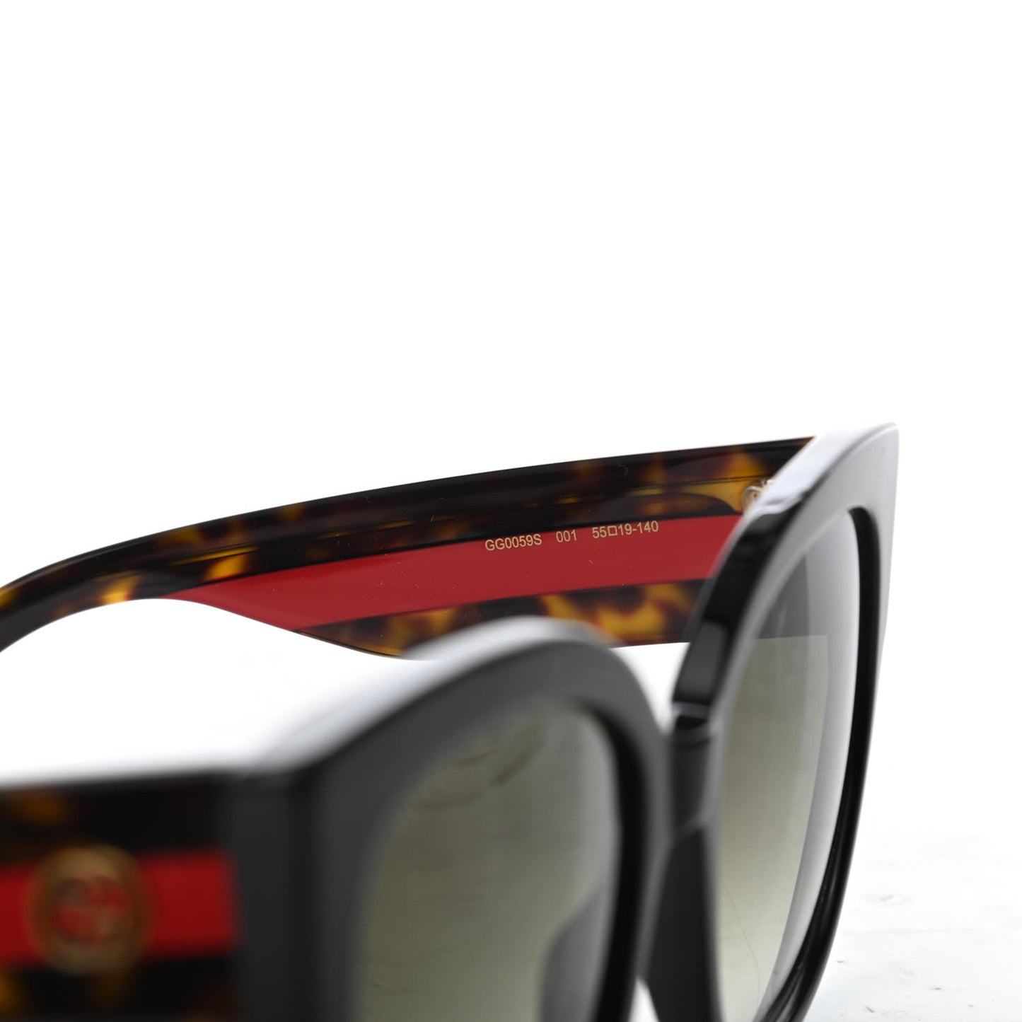 Acetate Square Frame Web Sunglasses GG0059S Black Tortoise
