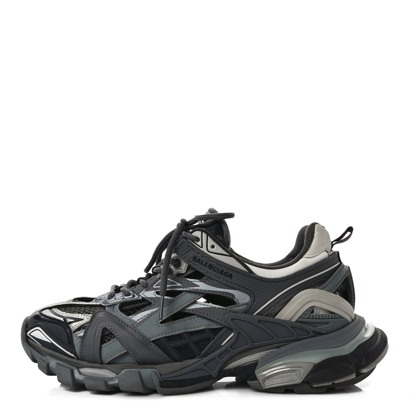 Rubber Mesh Bi-Color Womens Track.2 Open Sneakers 41 Grey Black