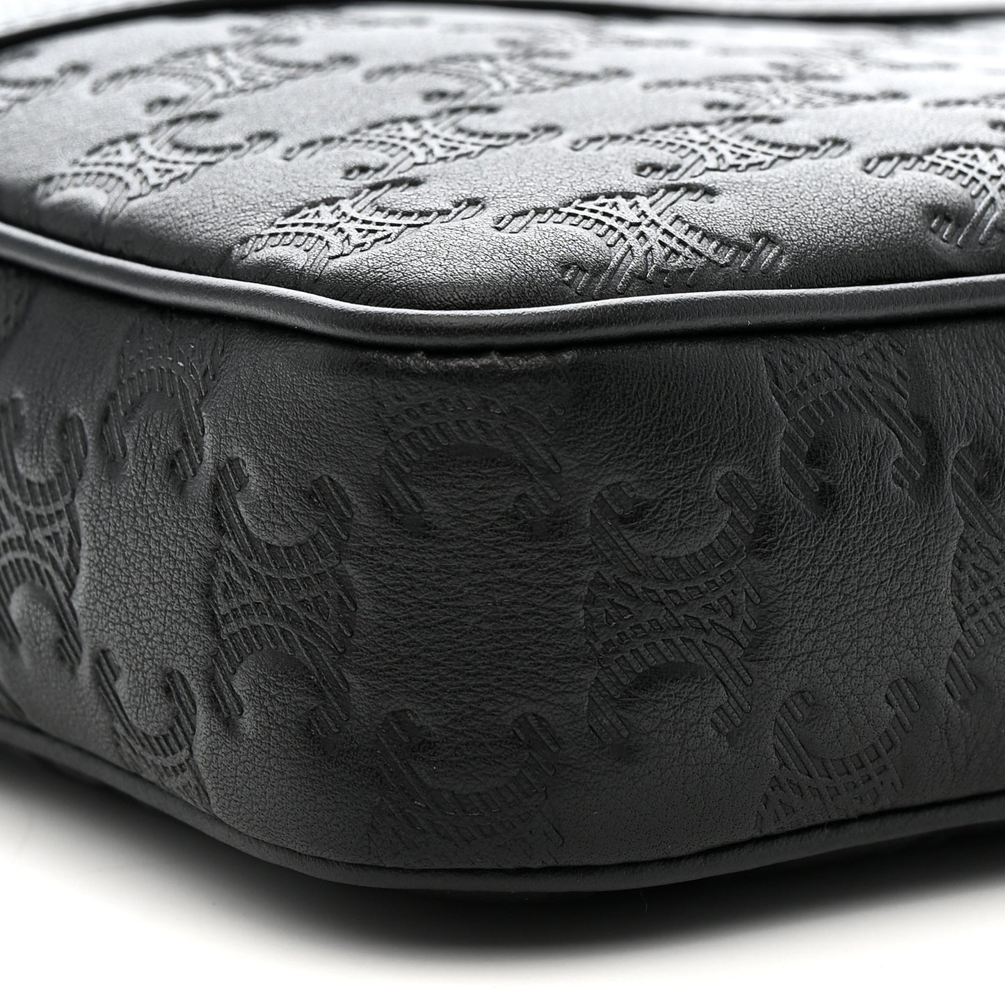 Calfskin Triomphe Embossed Medium Messenger Bag Black