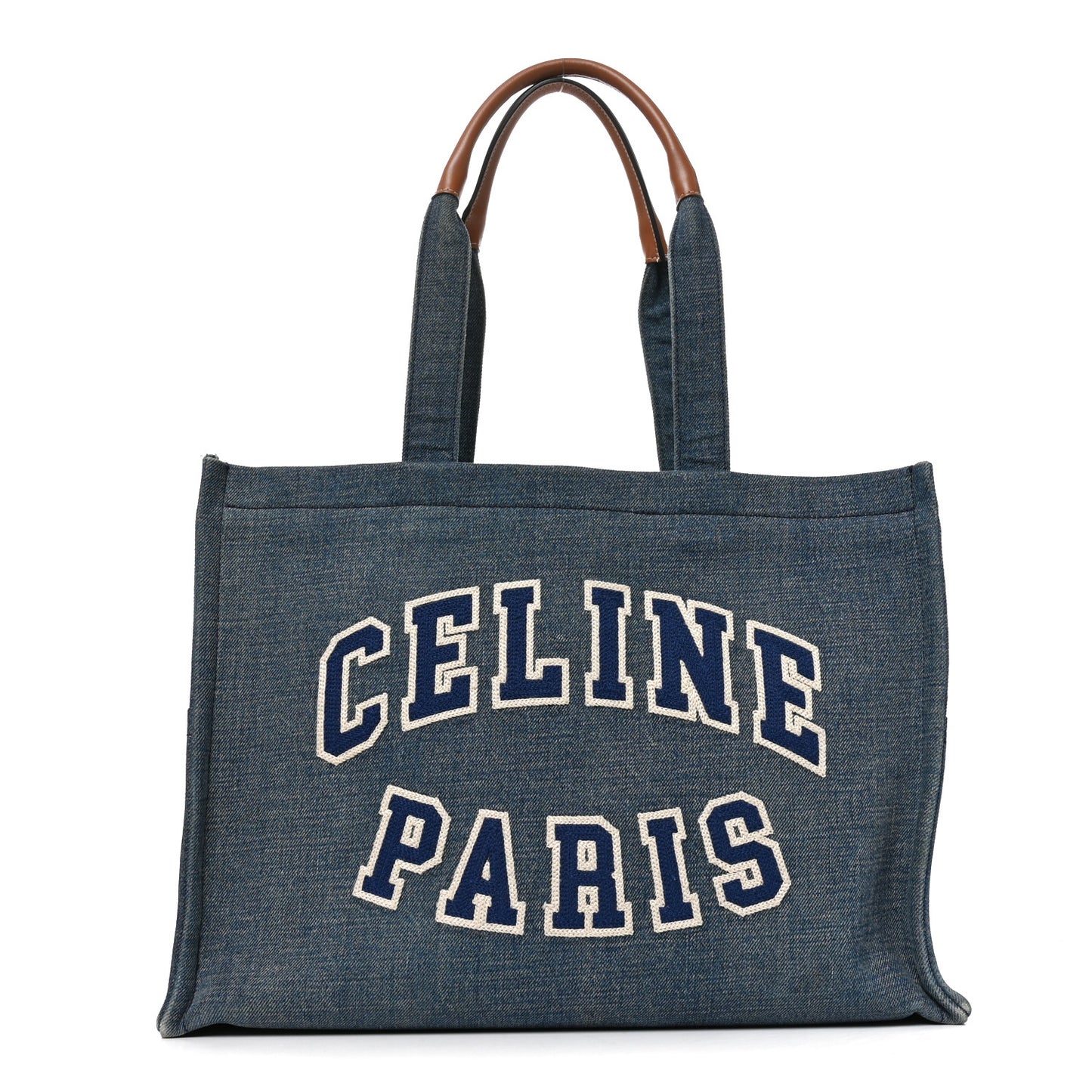 Denim Large Thais Cabas Navy Tan