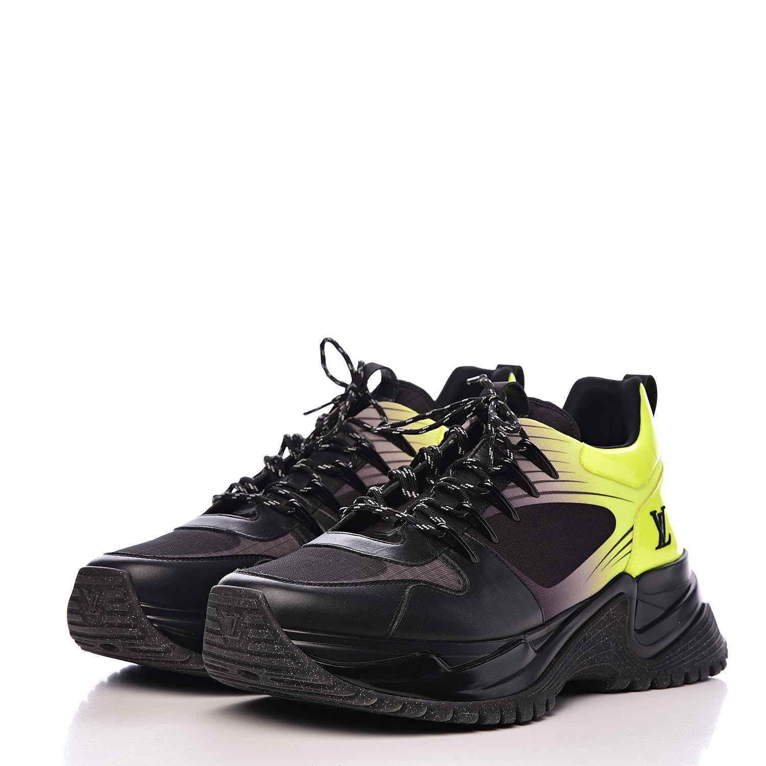 Louis Vuitton Calfskin Run Away Pulse Sneakers 8 Black Yellow 3 of 10