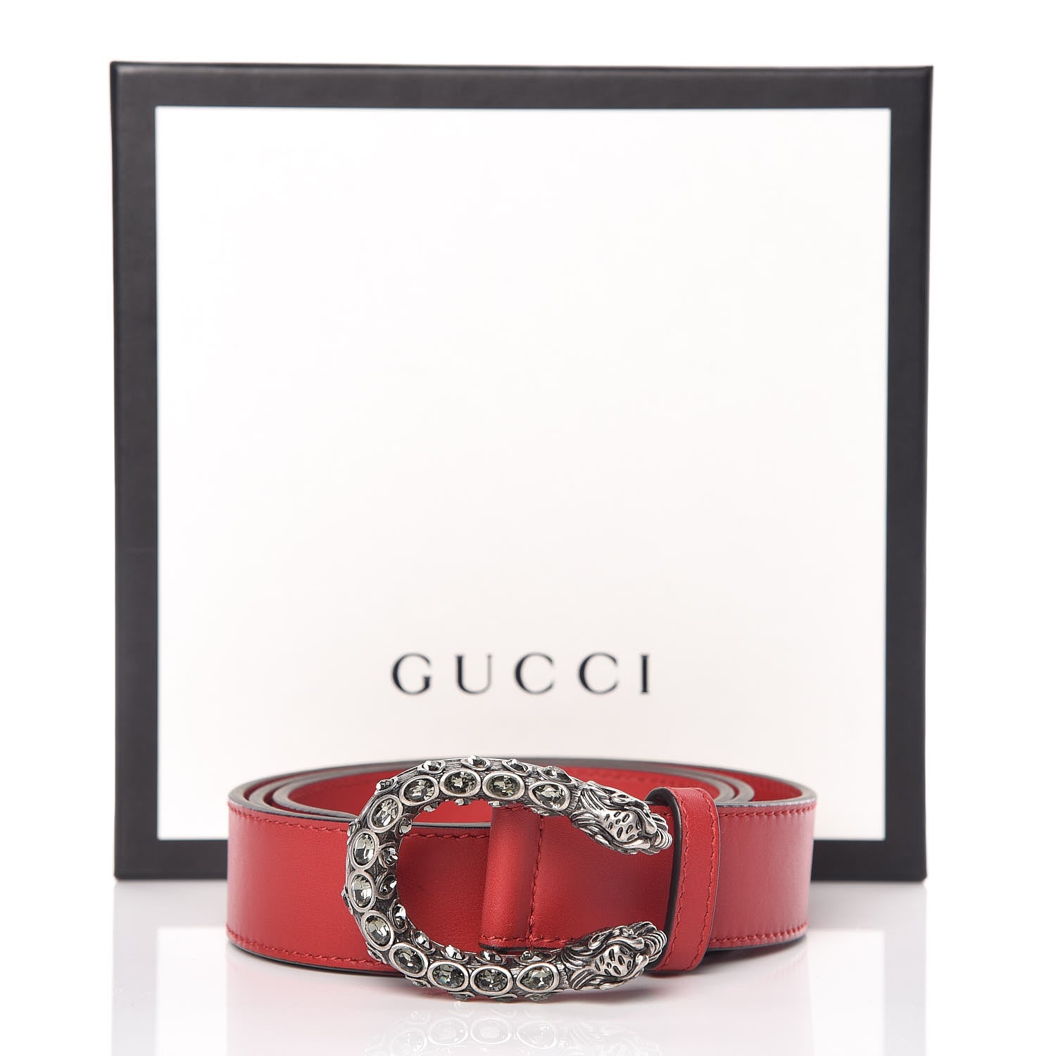 Gucci Moon Calfskin Crystal Dionysus 30mm Belt 85 34 Red 6 of 6