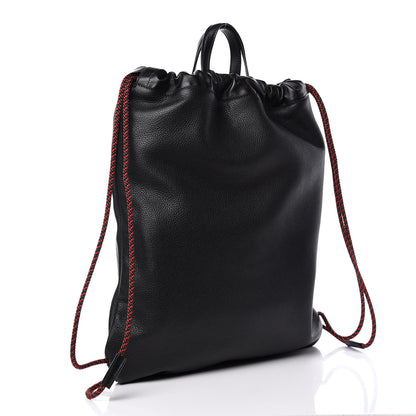Gucci Calfskin Logo Drawstring Backpack Black 4 of 11