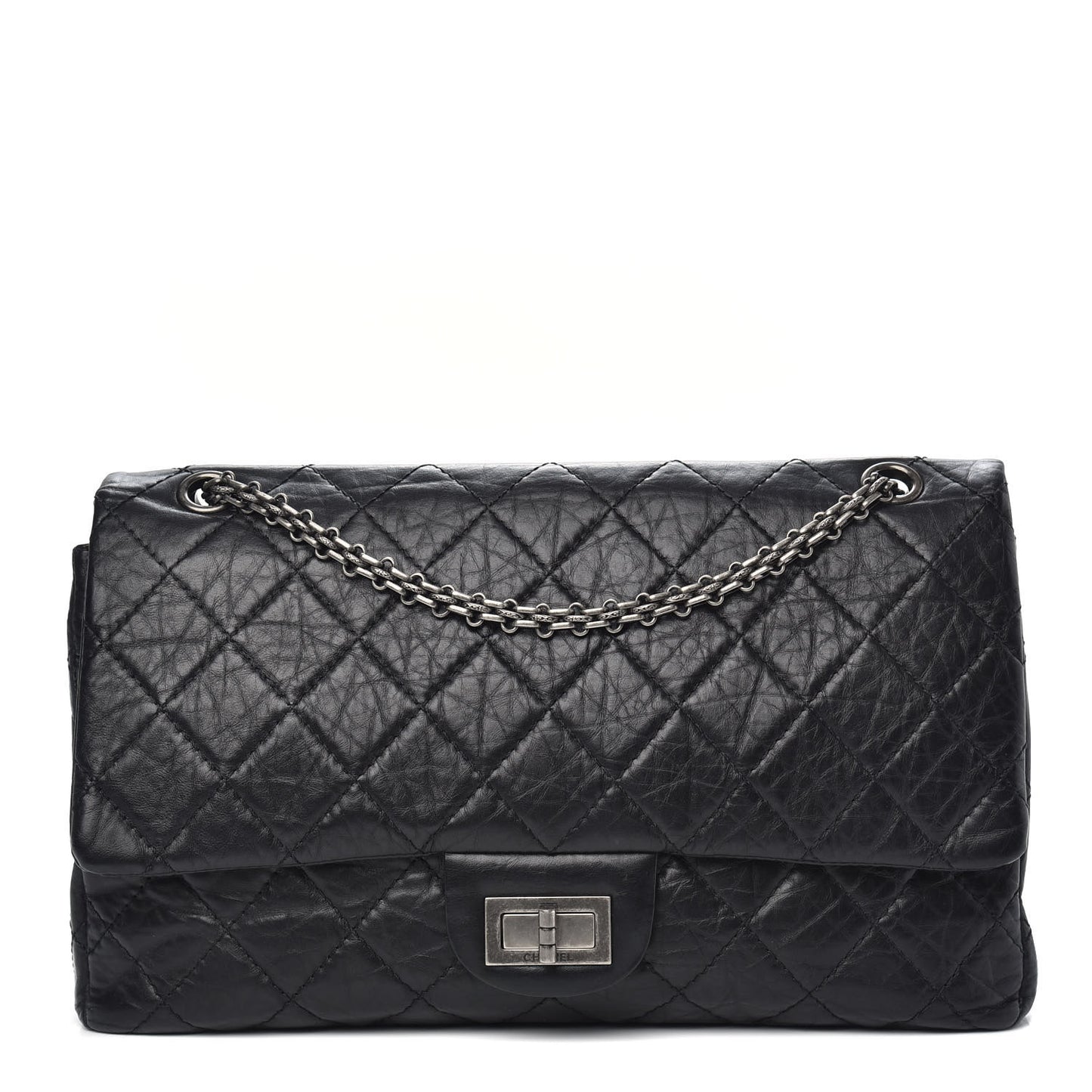 Aged Calfskin Quilted 2.55 Reissue 227 Flap Black
