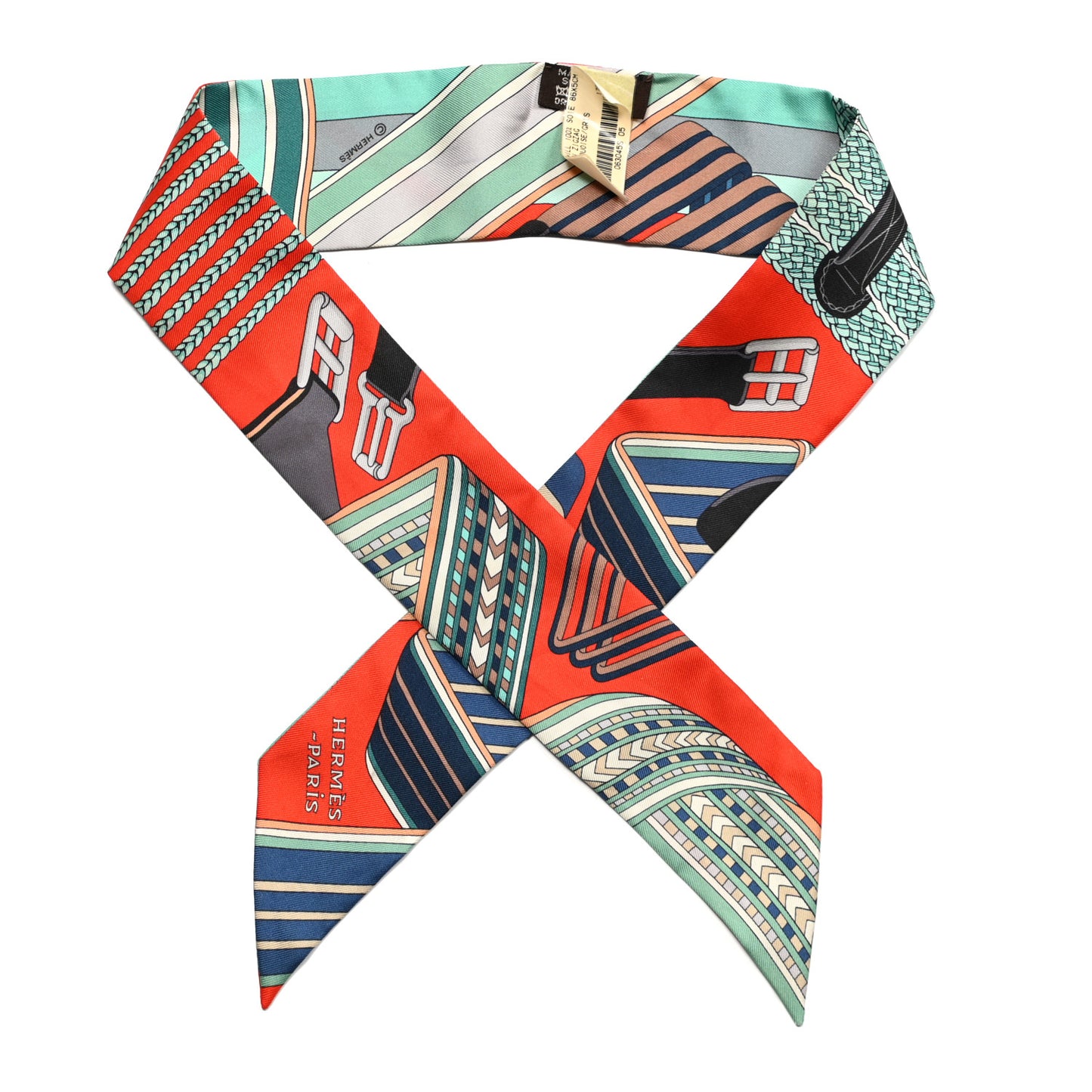 Silk Sangles En Zigzag Twilly Orange Turquoise Gris