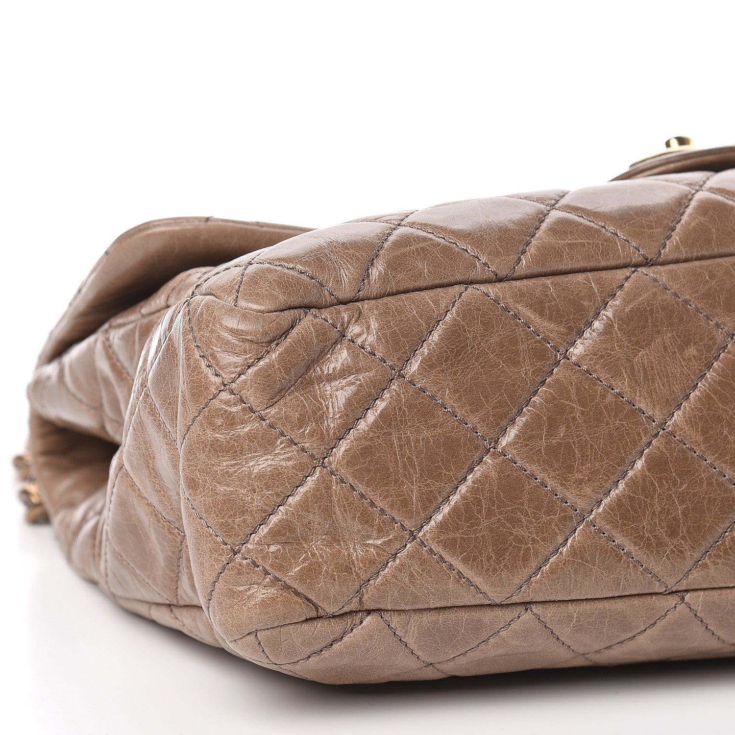Chanel Glazed Calfskin Castle Rock Medium Flap Dark Beige 8 of 11
