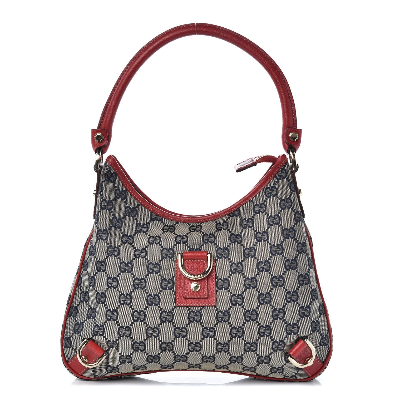 Gucci Monogram Medium Abbey D Ring Hobo Navy Red 1 of 7