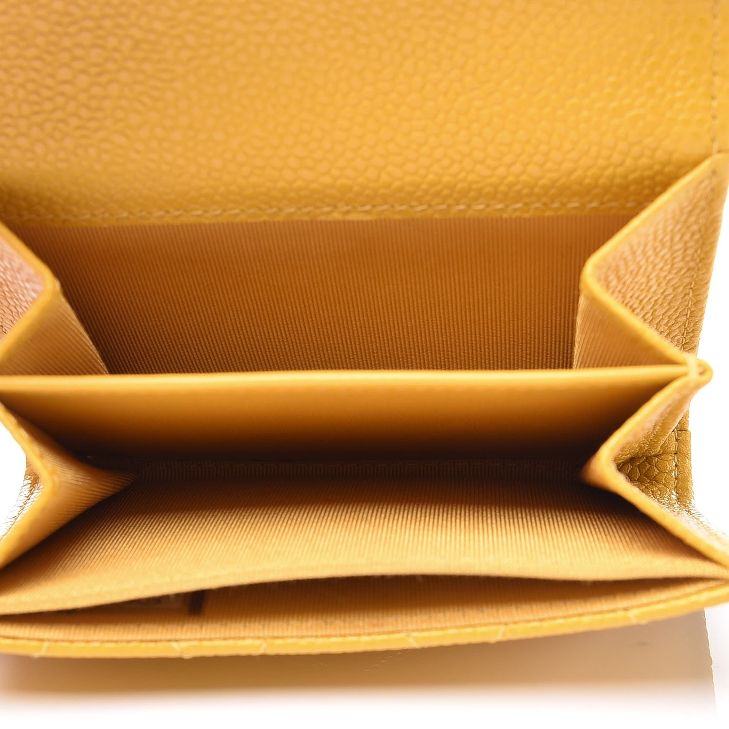 Chanel Caviar Quilted Flap Card Holder Wallet Yellow 5 of 9