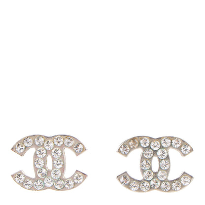 Chanel Crystal Timeless CC Earrings Silver 1 of 3