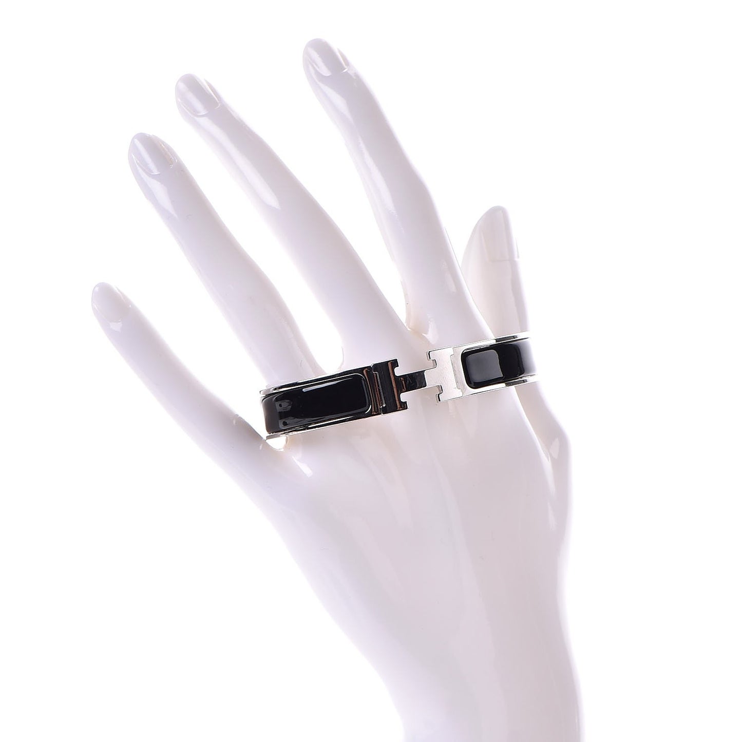 Enamel Narrow Clic Clac H Bracelet GM Black
