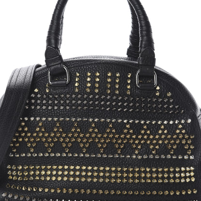 Christian Louboutin Calfskin Mix Chevron Spikes Small Panettone Bowling Bag Black 8 of 8