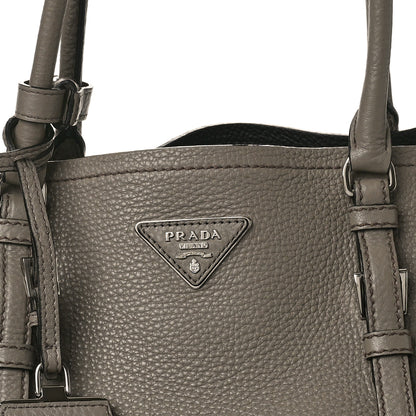 Prada Vitello Daino Medium Double Handle Tote Argilla Black 7 of 17