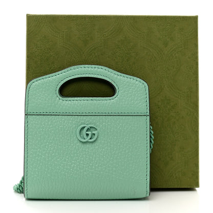 Gucci Dollar Calfskin Enamel Monochrome GG Marmont Top Handle Card Case Wallet Pepperlight Mint 9 of 9