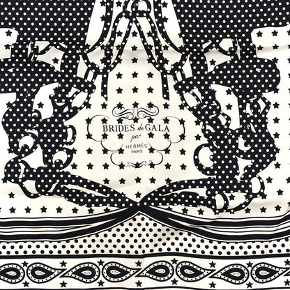 Hermes Silk Brides De Gala Bandana A Pois Scarf 70 White Black 2 of 3