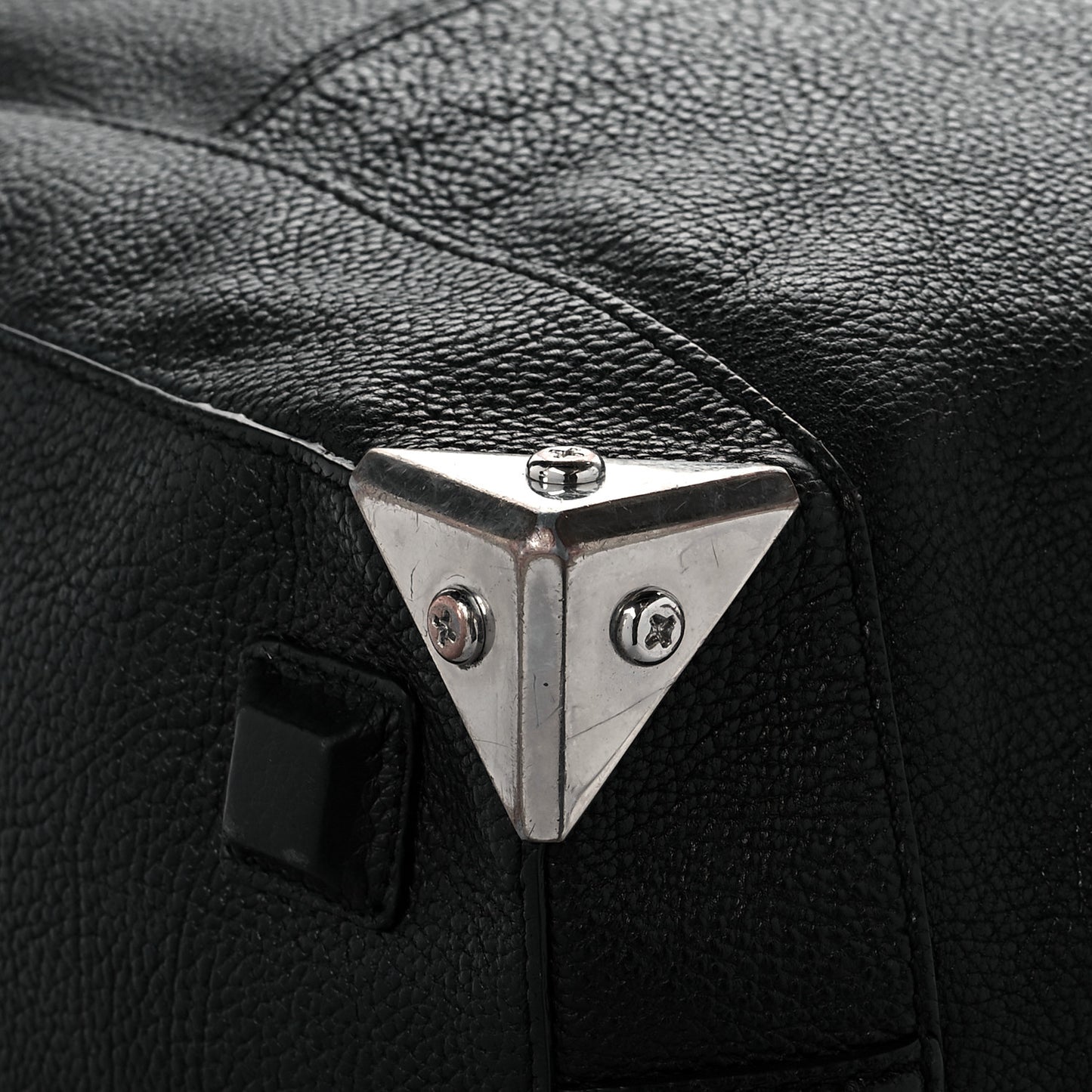 Pebbled Calfskin Large Emile Black Silver Hardware