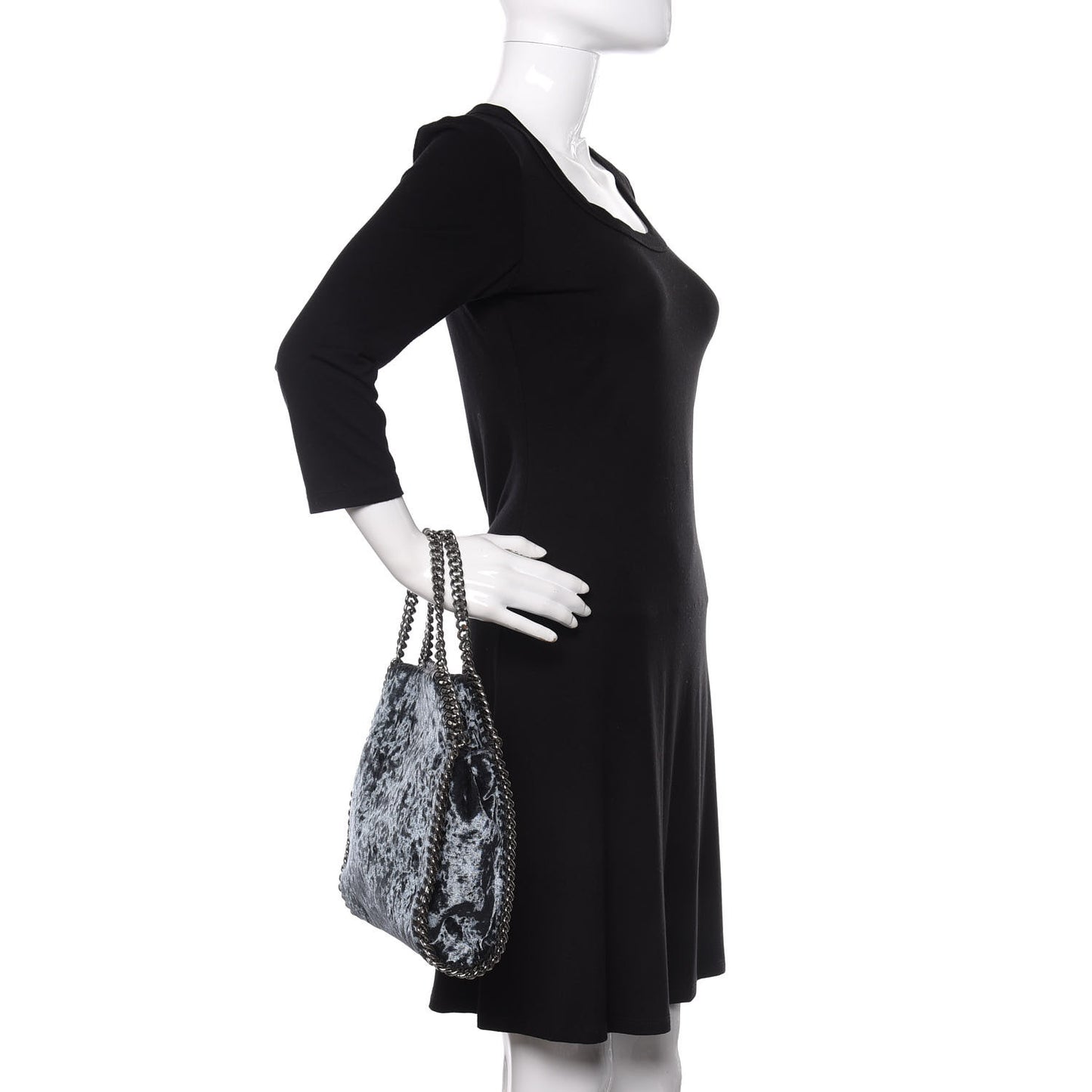 Crushed Velvet Mini Falabella Fold Over Tote Blue