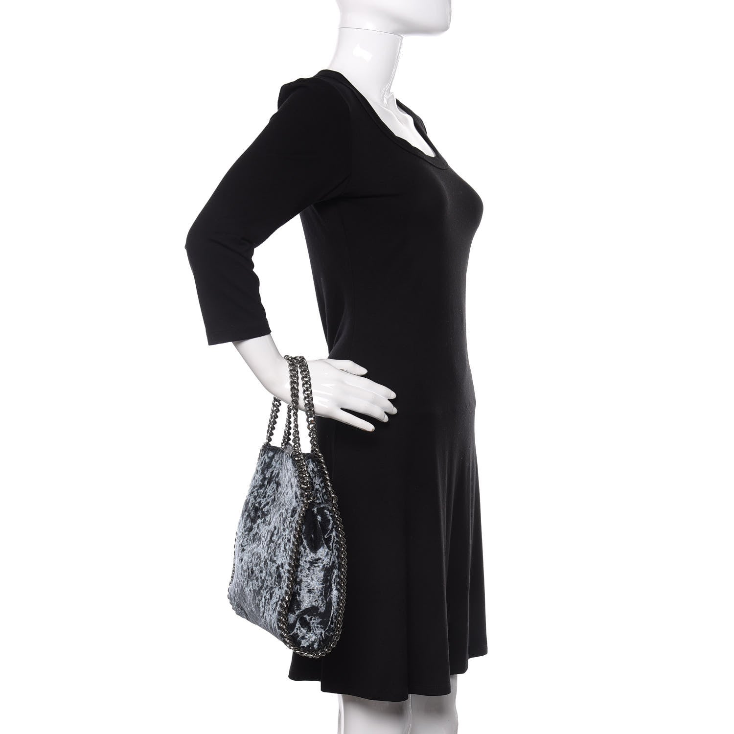 Stella McCartney Crushed Velvet Mini Falabella Fold Over Tote Blue 3 of 10
