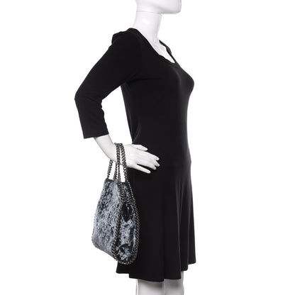 Stella McCartney Crushed Velvet Mini Falabella Fold Over Tote Blue 3 of 10