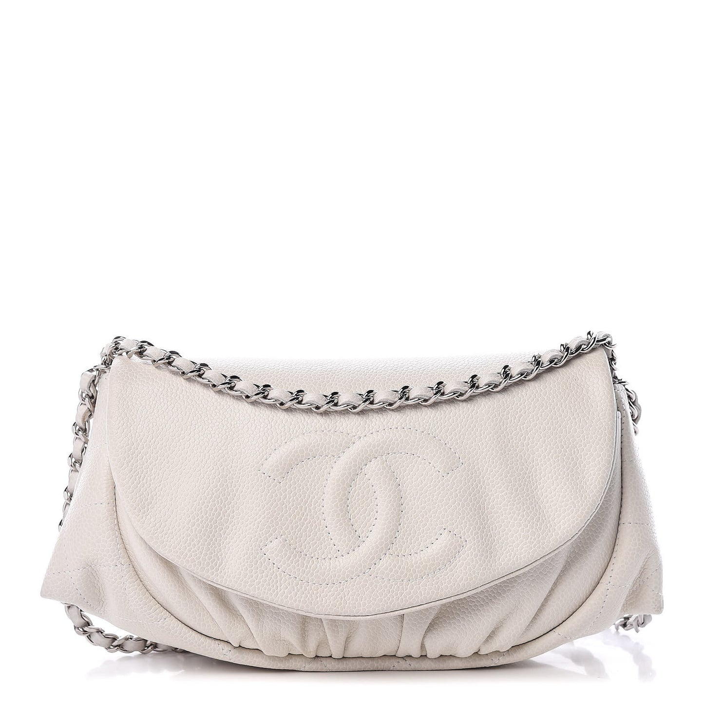 Caviar Half Moon Wallet On Chain WOC White