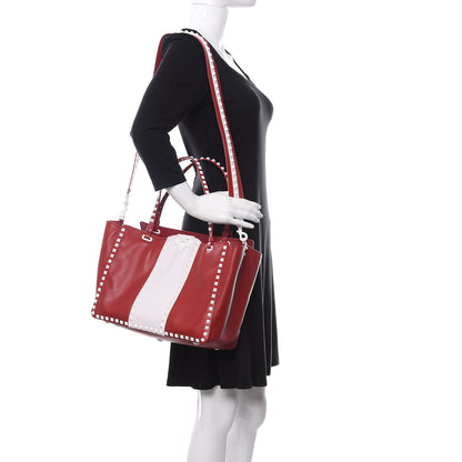 Valentino Garavani Vitello Colorblock Free Rockstud Tote Rosso Valentino White 2 of 12