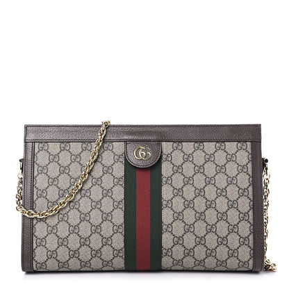 Gucci GG Supreme Monogram Web Medium Ophidia Chain Shoulder Bag Brown 1 of 11